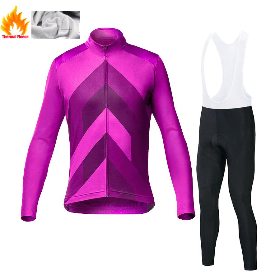 2025 Pro Warm Winter Thermal Fleece Cycling Jersey Sets Men Outdoor Riding MTB Ropa Ciclismo Bib Pants Set Cycling Clothing