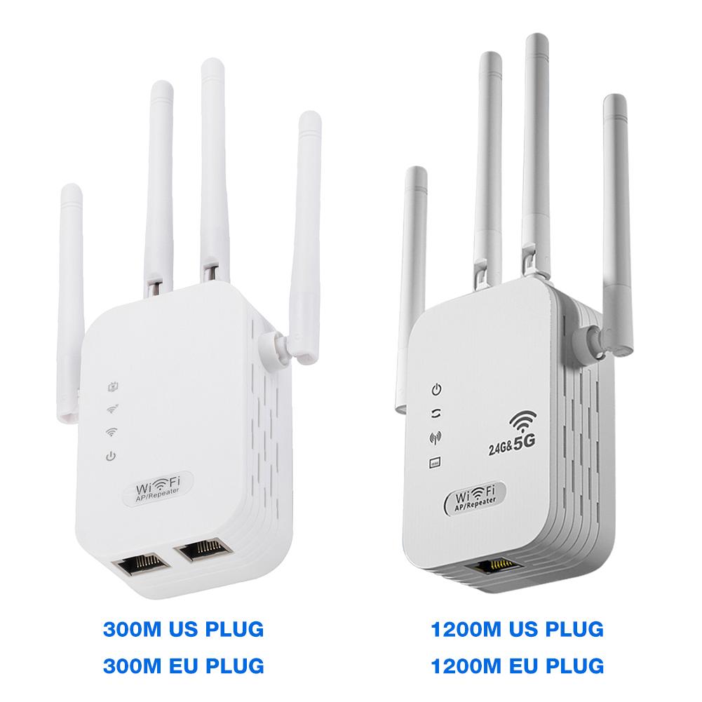 1200Mbps Wireless WiFi Repeater with WAN/LAN Port Dual-Band 2.4GHz/5GHz WiFi Extender 4 Antennas Wi-Fi Signal Booster for Home