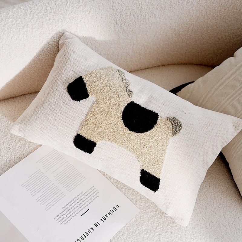 45x45CM Nordischer Einfacher Kissenbezug zum Überwerfen Bestickt Plüsch Niedliches Tier Sofa Kissen Lendenkissen Heim Dekoration Kissenbezug