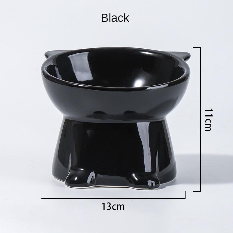 Hot High footed ceramic cat bowl cat shaped pet food bowl slanted mouth anti black chin cat bowl niversal pet bowl for cats dogs