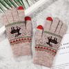 Cute  Stripe Dots Knitted Deer Women Gloves Christmas Winter Gloves Korean Mittens
