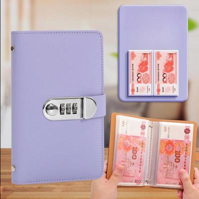 Para Tasarrufu Zarfı Para Biriktirme Yarışması PU Geniş Kapasiteli Mini Ciltleyici Tasarruf Yarışması Su Geçirmez Şifreli Kilitli