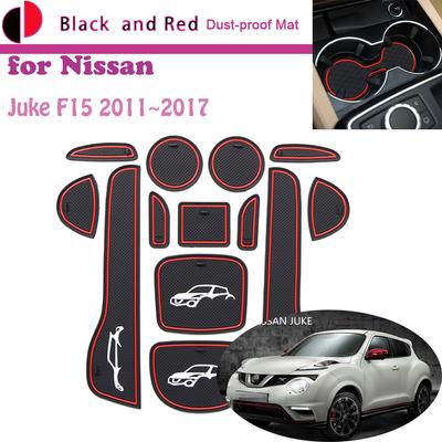 Rubber Door Groove Mat for Nissan Juke F15 Qazana 2011~2017 Cushion Gate Storage Slot Coaster Dust-proof Car Inner Sticker