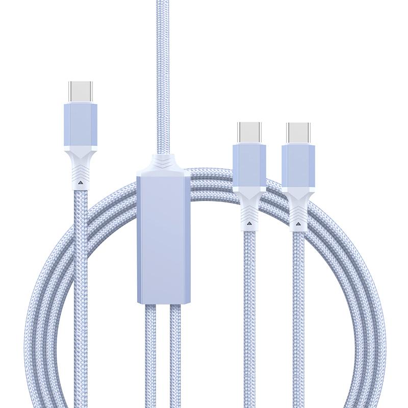 Professional Factory 100W Fast Charger Cable 0.5/1.2/2/3 Meters 2-in-1 Type-C/USB Data Transfer for iPhone Smartphone Laptop
