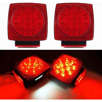 IBrightstar IP68 Waterproof Square Trailer Lights Kit, Red Brake Stop Tail Running License LED Light Lamp For 12V Camper Truck RV Boat Snowmobile