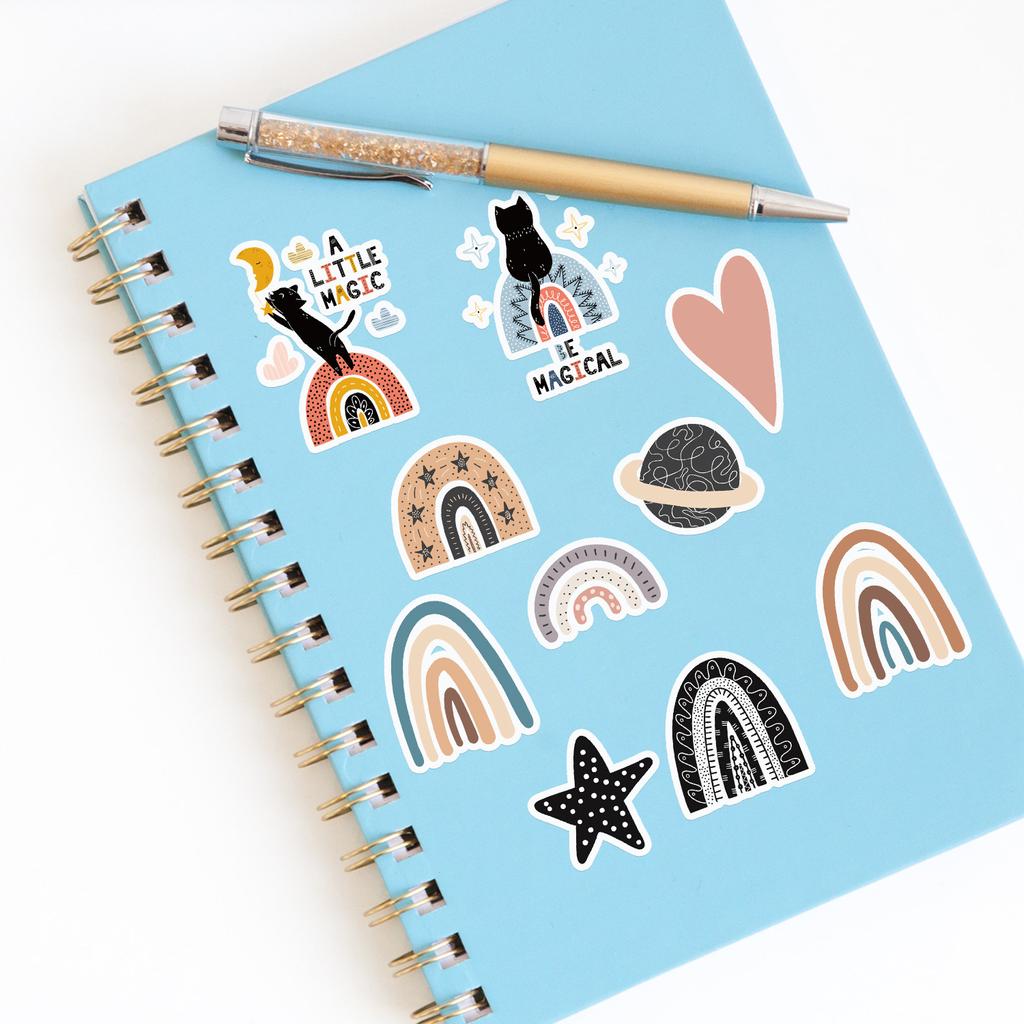 50 Rainbow Cat Doodle Stickers Suitcase Car Notebook Skateboard Water Cup Waterproof Decorative Stickers