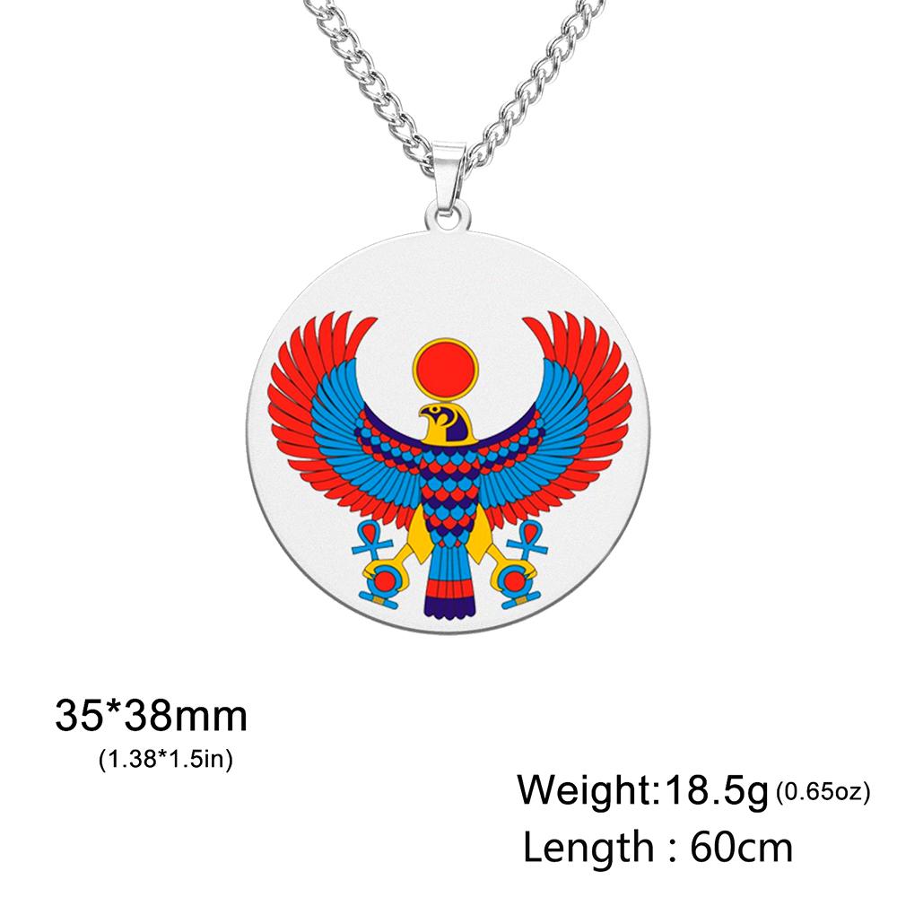 Dawapara Pharaonic Horus Necklace Winged Sun Disk Horus Falcon Necklace Ancient Egyptian Guardian Amulet Stainless Steel Jewelry