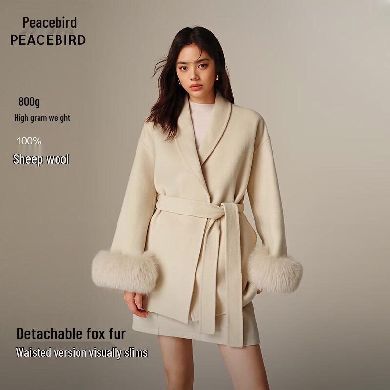 

PEACEBIRD Women s Premium Wool Blend Double-faced Robe Coat S