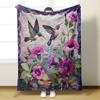 Contemporary Dancing Hummingbirds Flannel Blanket Soft All Seasons Machine Washable Cozy Bed Cover with Bird Ideal for Travel