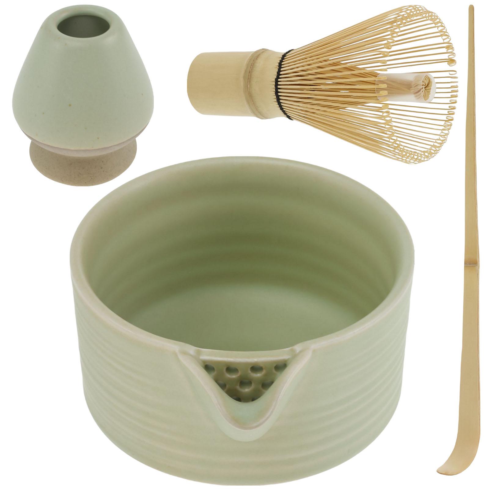 

4Pcs Matcha Whisk Set Elegant Matcha Kit Reusable Matcha Tea Set 500ml Ceramic Matcha Bowl with Pouring Spout Matcha Whisk лазурь