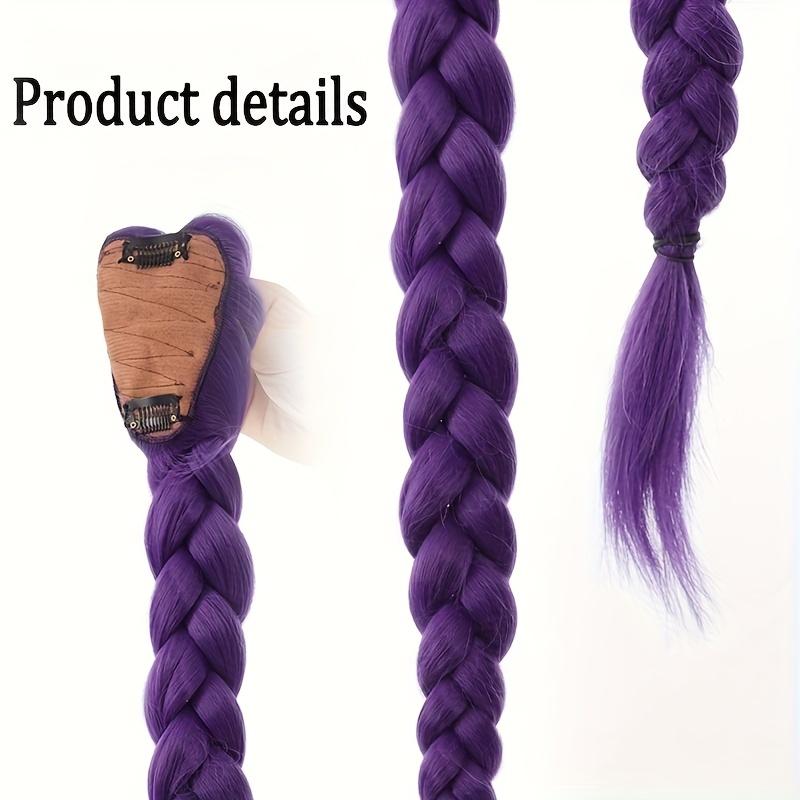 Cozi lungi mov Extensii de păr pentru Cosplay Păr sintetic pentru împletit Coadă de cal ușor de prins cu clips pentru Costum Cosplay Halloween