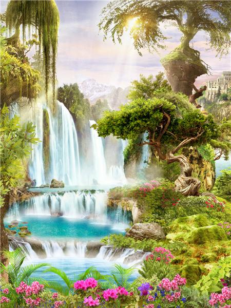 

Квадратная/круглая Алмазная Картина Мозаика Водопад Пейзаж Домашний Декор Алмазная Вышивка Природный Горный Пейзаж Картина Full Round 20x30CM