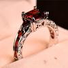 925 Silver Red Zircon Ring - European/American Style Women's Wedding Festival Accessory