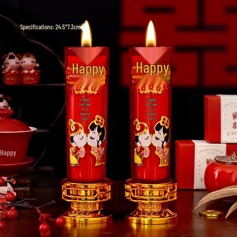Double Happiness Red Wedding Candles for Decoration and Bridal Chamber Engagements