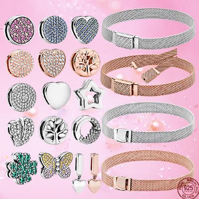 925 Sterling Silver Butterfly Heart Circle Clip Reflexions Beads Fit Clip Silver 925 Original Jewelry