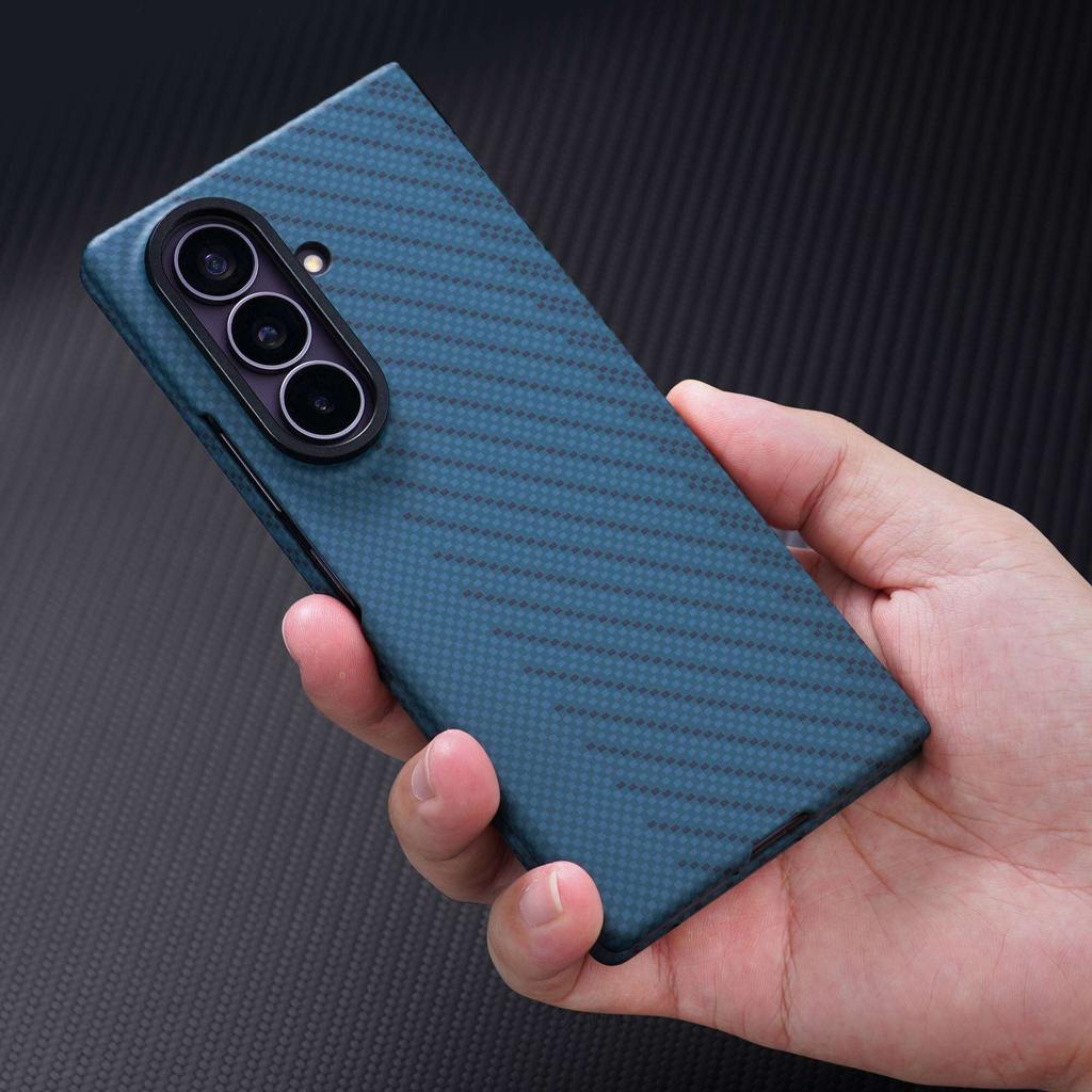Carbon Fiber Case for Samsung Galaxy Z Fold 8 Ultra 7 MagSafe Wireless Charging with Tempered Film Screen Protection Shockproof Cover Phone Bumpers