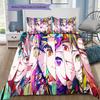 Demon Slayer Anime Pattern Bedding Quilt Set Quilt Cover Pillowcase Home Birthday Gift(1 * duvet cover + 2 * pillowcase, without core)