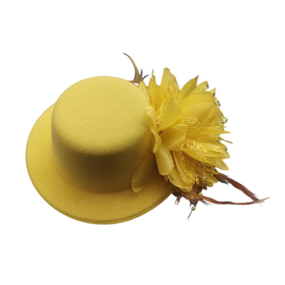 

Макіяж Випускний Діти Фасцінатори Капелюхи 13см Чаювання Шпильки для волосся Модні Коктейльні Капелюхи Вечірка жовтий