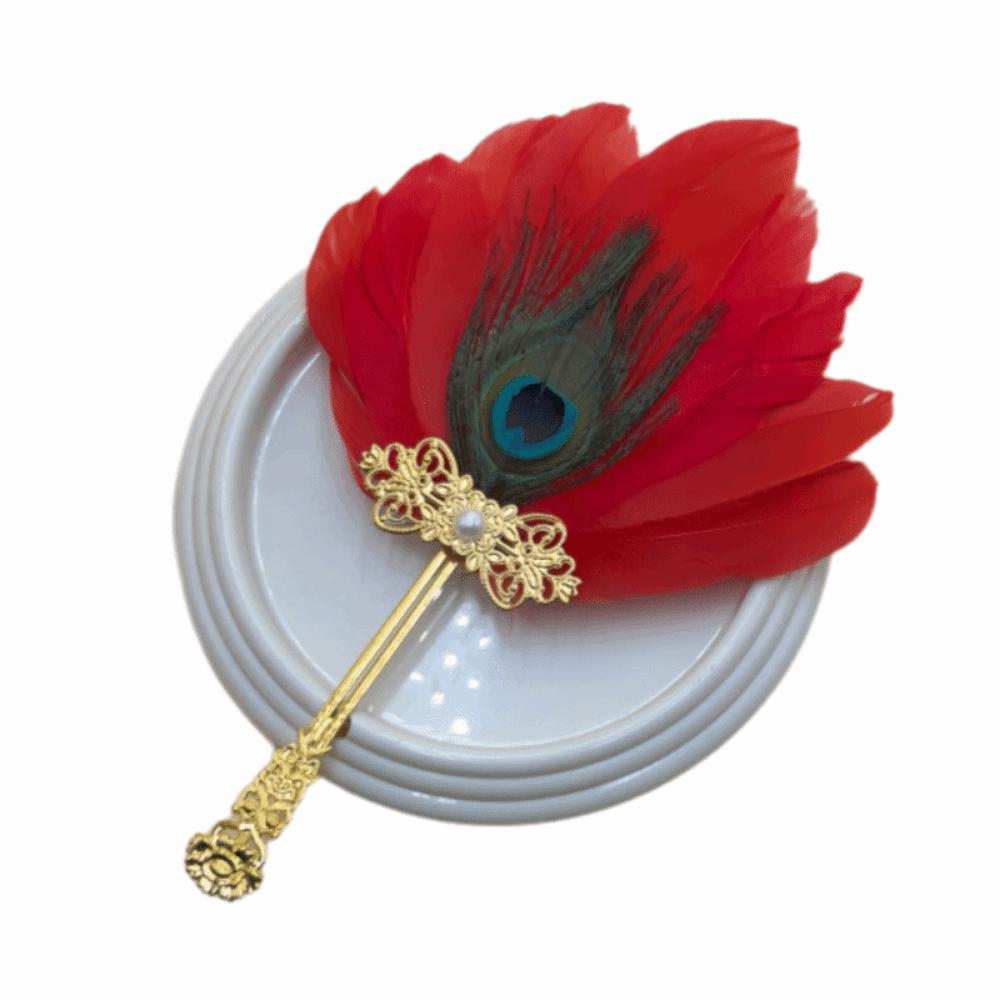 Peacock Feathers Feather Hand Fan Vintage Antique Decorative Craft Fan Handmade High-Quality Dance Fan Dance Performances