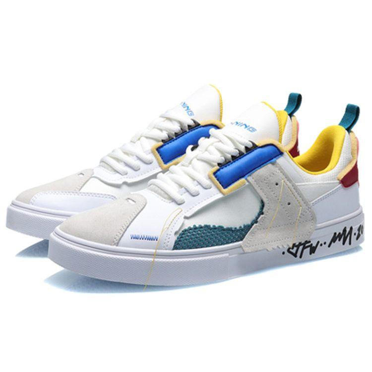 Li Ning CF Wrap Warm Non-Slip Low-Top Skate Shoes Men Sneakers White Blue AGCQ309-3