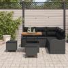 Ensemble de canapé de jardin 8 pièces avec coussins en rotin synthétique noir et acacia, Canapé de jardin 2 places 3362259