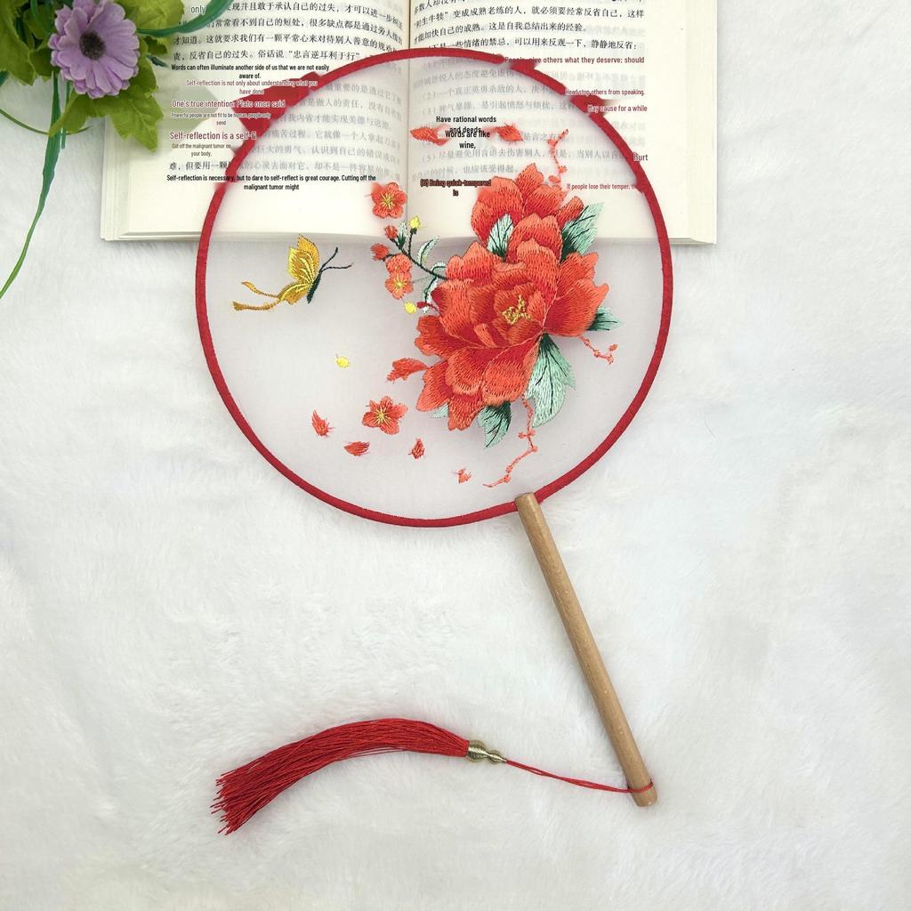 Ancient Style Single-Sided Suzhou Embroidery Dance Fan