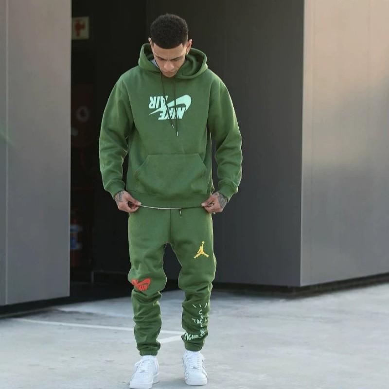 Unisex Oversized Drop Shoulder Hoodie Pants Set With Graffiti Print Cotton Blend Winter Casual Loungewear