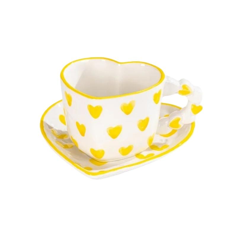 JUSTINLAU Ceramic Mug Valentine's Day Gifts Breakfast Coffee Milk Oat Cup Creative Couple Cup with Handle Home/Office Water Cups