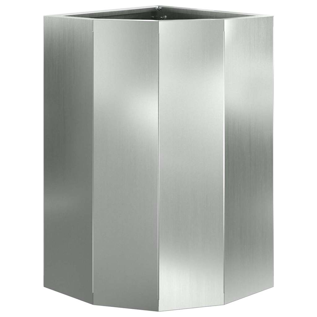 Corner Planter Silver 30 X 30 X 50 Cm Galvanized Steel