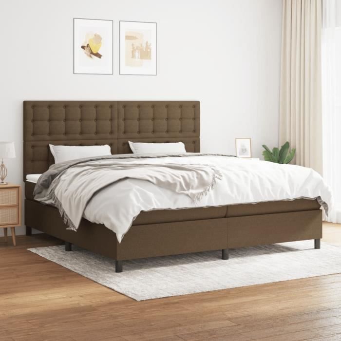 3142124 vidaXL Divan Bed with Mattress Dark Brown 200x200 Cm