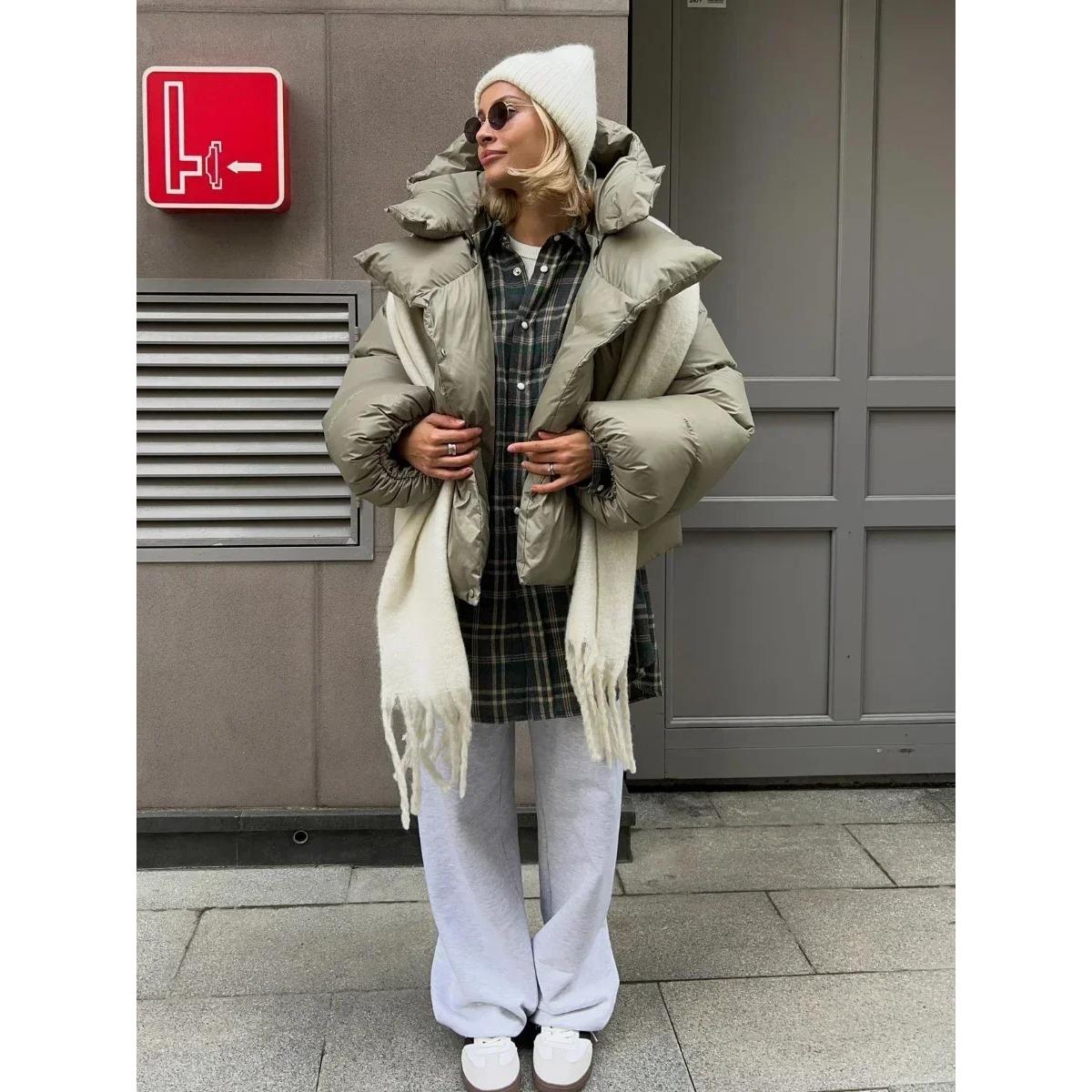 

Зимние теплые хлопковые пуховики Женские свободные парки Пальто Винтажная куртка-пуховик Верхняя одежда Офисные женские стеганые куртки S зелёный