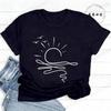 Sun Ocean Shirt Graphic Boho Summer T Shirts Trendy Beach Tee Cute Minimalist Summer T-Shirts Short Sleeve Trip Women's Shirts
