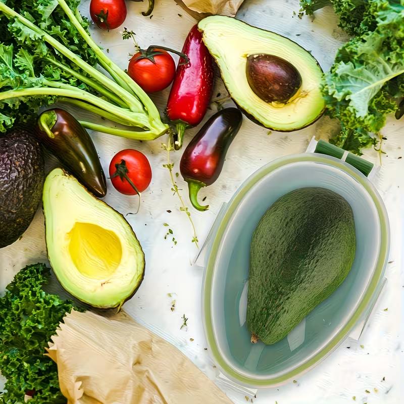 Reusable Avocado Storage Container Plastic Flip Top Fresh Fruit Keeper Box Rectangle Shape Food Saver Pod Dishwasher Safe