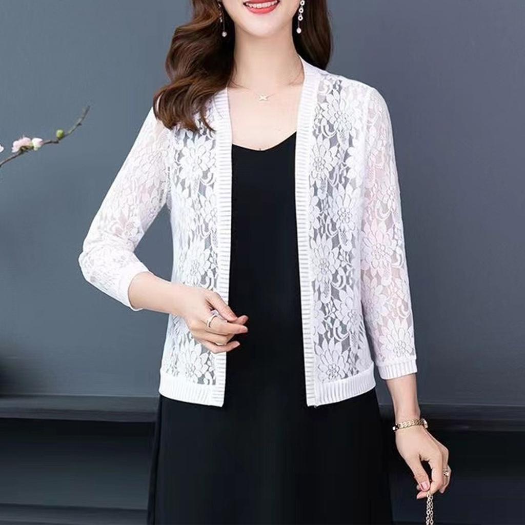 Lace Shawl Short Thin Jacket With Camisole Skirt Cardigan, Paired With And Summer Oversized Sun Clothes, Women's -conditioned Shirt
