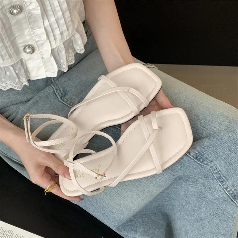 Fashion Women's Sandals Casual Summer Open Toe Light Comfortable Flats  Outdoor Pinch Toe Beach Sandalias