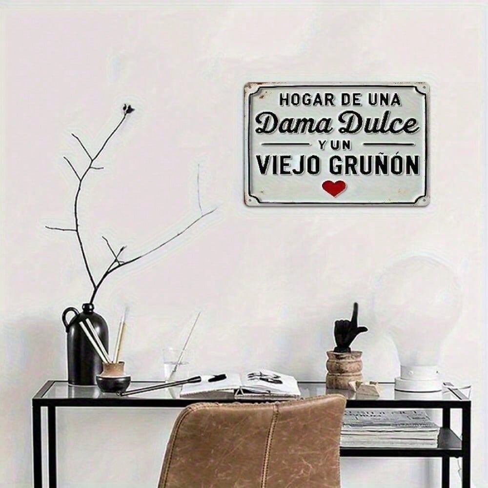 Vintage Spanische Metallwandkunst Rustikale Eisen-Heimdekoration Katze Herz Abgenutztes Finish