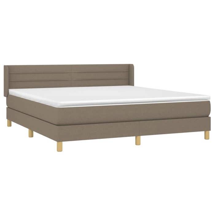 3130365 vidaXL Lit à sommier tapissier avec matelas Taupe 160x200 cm Tissu