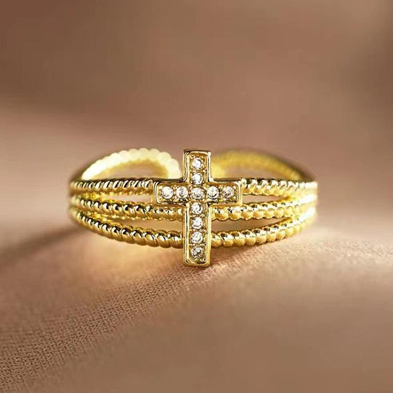 

Cross Line Multi-Layer Ring Women, Personalized Fashion Ring, Popular Fashion Zircon Model Opening Adjustable