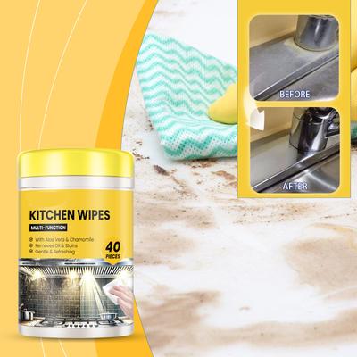 Kitchen Wipes, Multi Functional Household Heavy Oil Stain Cleaning Wipes For Kitchen Countertops, Stovetops, And Ovens 2ml