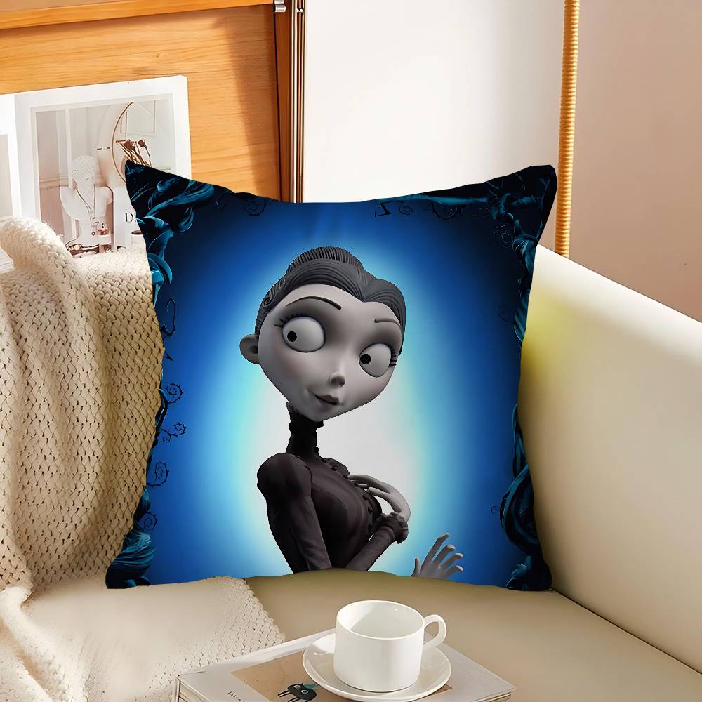 

C-Corpse Bride Cartoon Pillowcases Home Bedding Decorative Pillow Cover Wedding Super Soft Pillow Case 16x16Inch