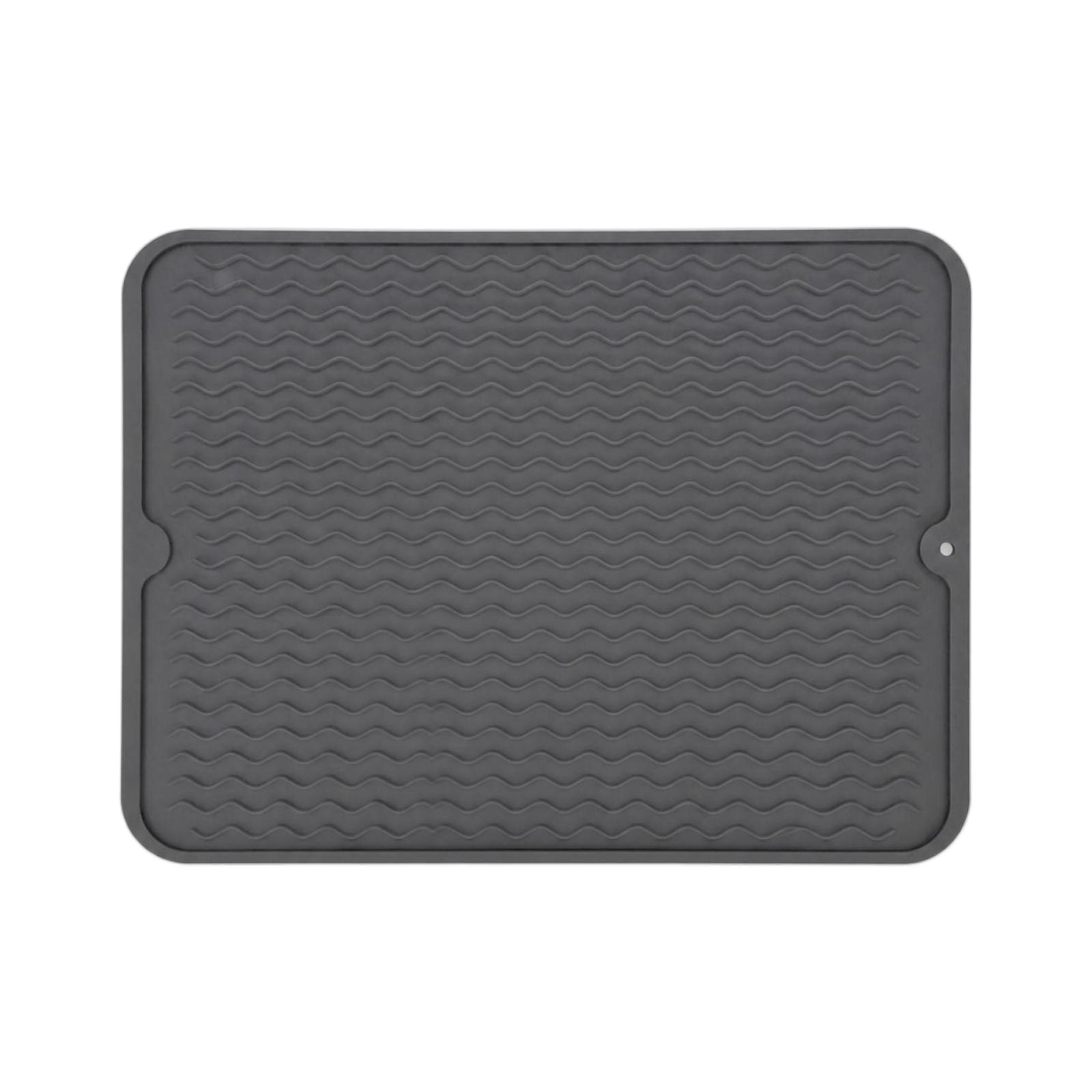 Silicone Dish Drying Mat Medium Size Flexible Non-Slip Water Draining Mat with Wave Pattern for Kitchen Sink Countertop Use One Size
