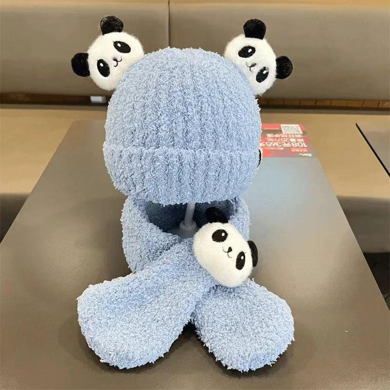 Baby winter warm hat super cute children knitted cute bear scarf cover hat boys and girls ear protection warm hat