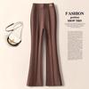 Women's High-Waisted Coffee Slit Suit Pants: Autumn/Winter 2024 Micro-Flare Nine-Point Style
