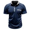 Erkek Yaz Polo Gömlek Kısa Kollu Yaka Yaka 3 Düğme Renk Engelleme T-shirt Slim Fit Casual Erkek Giyim Tops