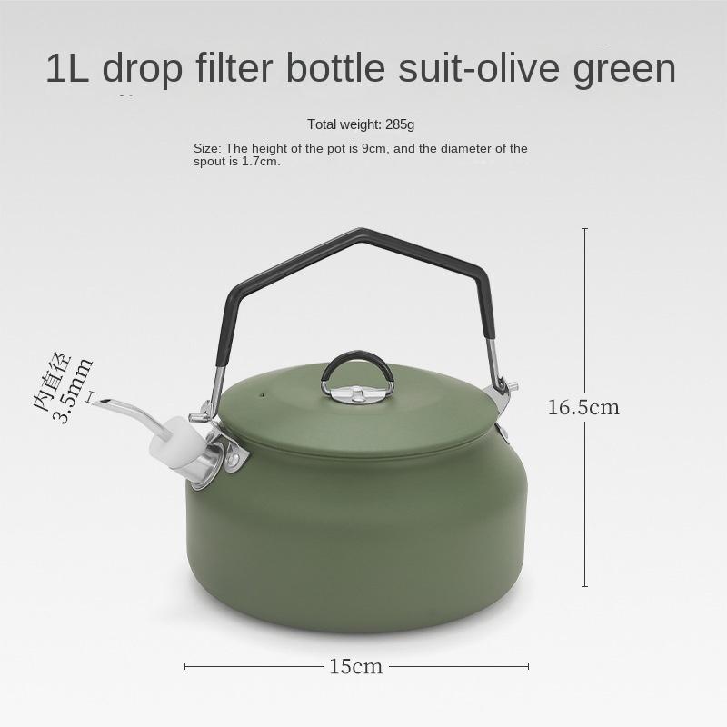 Outdoor 304 Stainless Steel Kettle Picnic Teapot Coffee Pot with Spout 1L