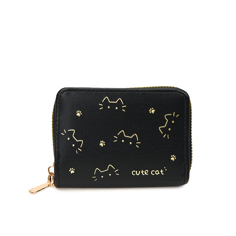 Cute hot cat card bag, small, multi-card space, large capacity, anti-degaussing zipper card bag, ID bag, change bag.
