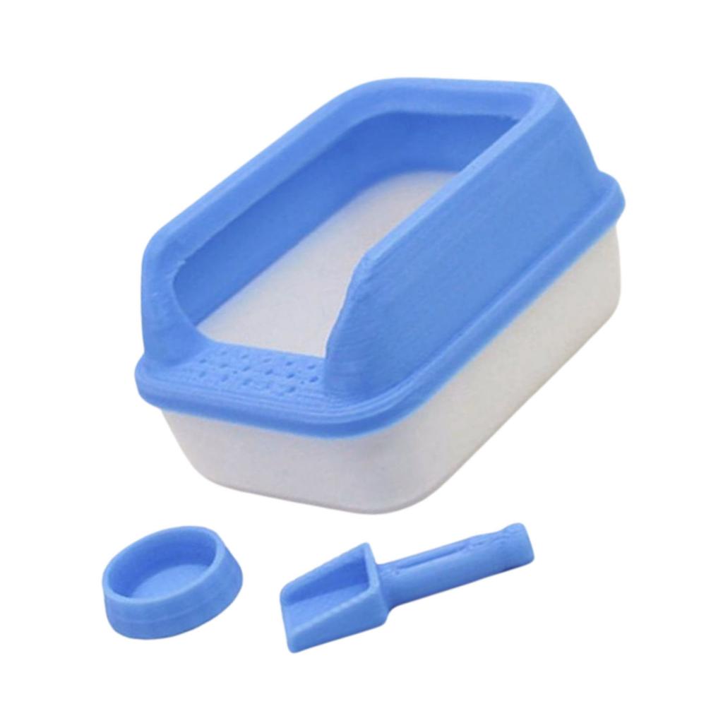 1:12 Scale Bowl Pet Litter Box Pretend-Play Kid Playset Pet Realistic Dollhouses Pet Playset Poop Shovel