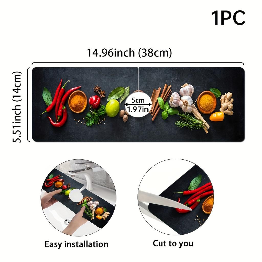 1Pcs Quick-drying Fruit Drying Pad, Very Suitable For Home Decoration And Bathroom, Faucet Absorbent Pad, Bathroom Faucet Splash Pad