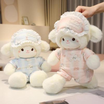 Kuscheliger Rotznasen-Bär & Lamm Plüsch-Pyjama-Puppe für Kinder