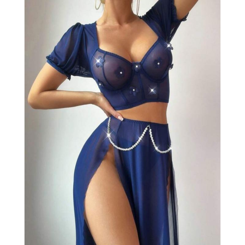 

Сексуальное нижнее белье сетка жемчуг раздвоенная вилка летний женский вышитый бюстгальтер XL